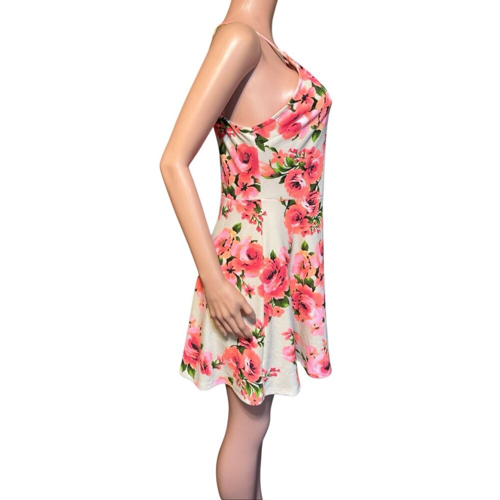 Charlotte Russe women halter neckline fit-and flare floral pink dress L - Picture 6 of 8